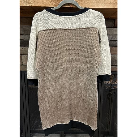 womens TRINA TURK gold/ivory/black color block sweater dress sz M *A4 - Picture 3 of 3